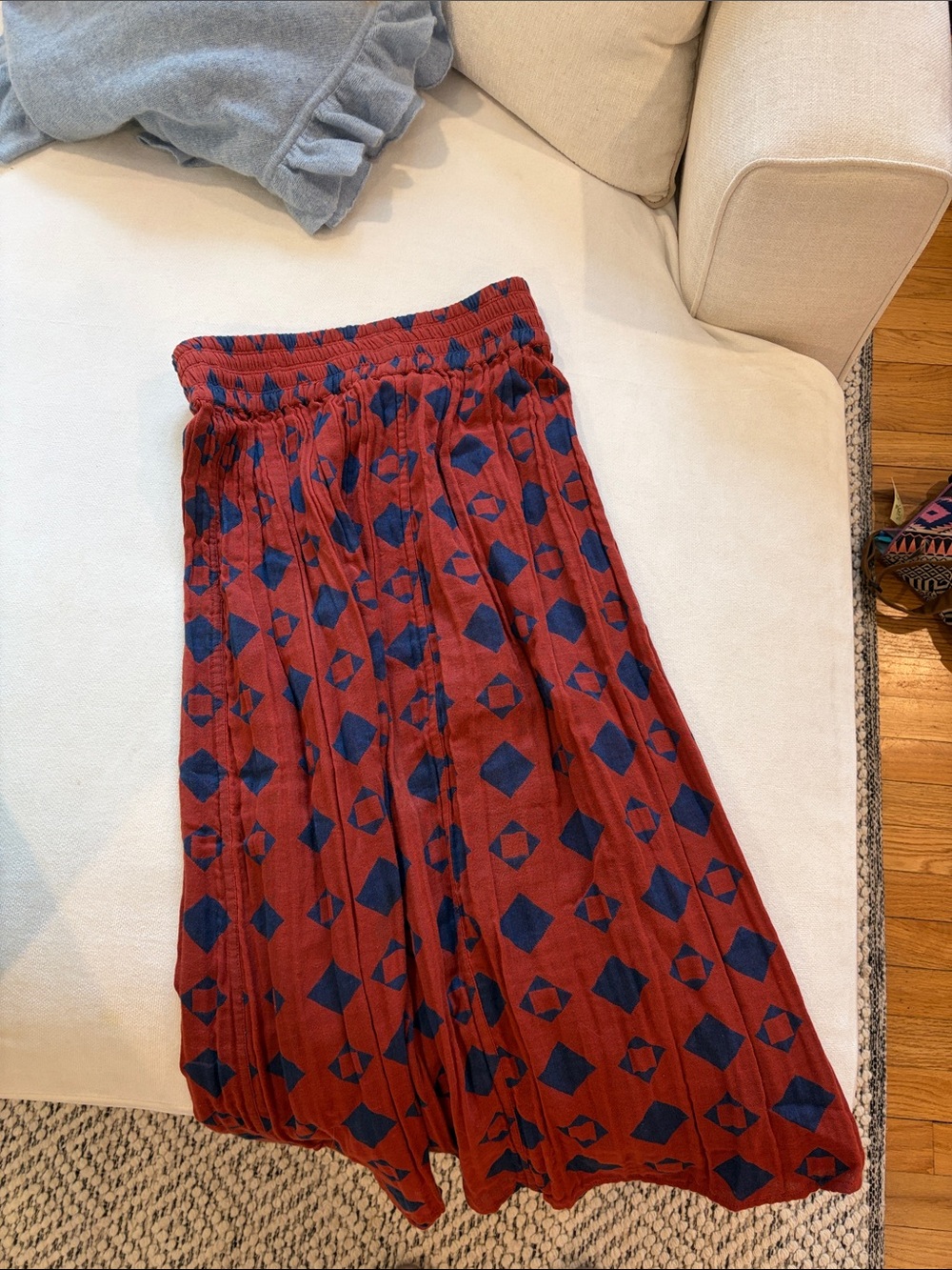 Ace & Jig Red and Blue Geometric Pleated Maxi Skirt